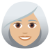 👩🏼‍🦳 woman: medium-light skin tone, white hair display on JoyPixels